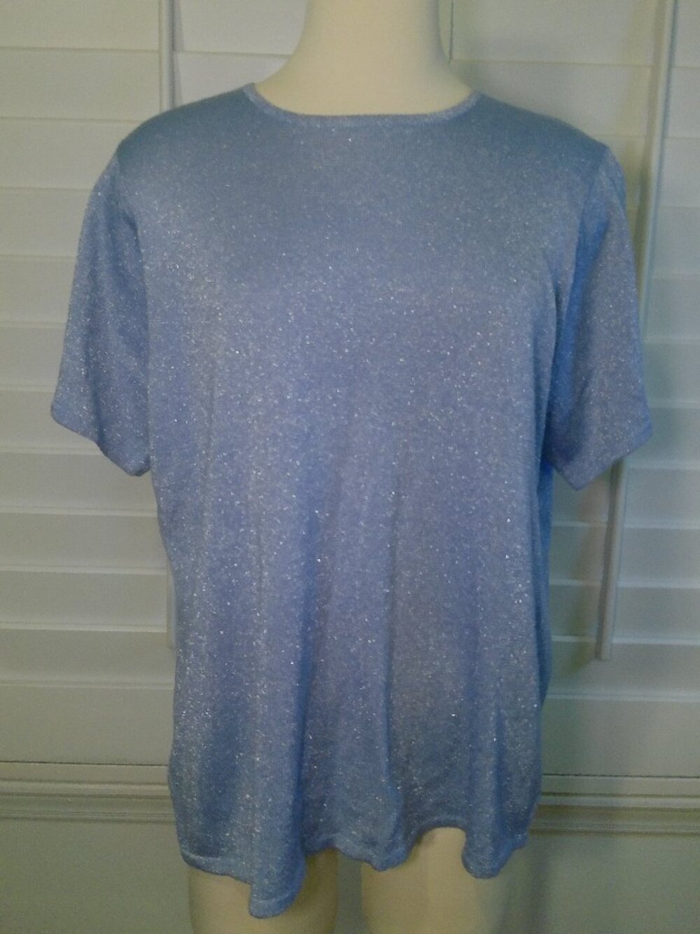 Blouse Short Sleeve Pullover Blue Party Women's Size XL